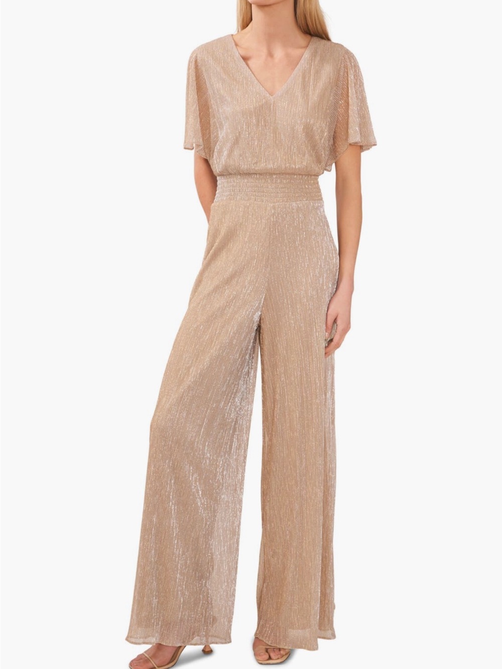 Champagne Metallic Goddess Jumpsuit